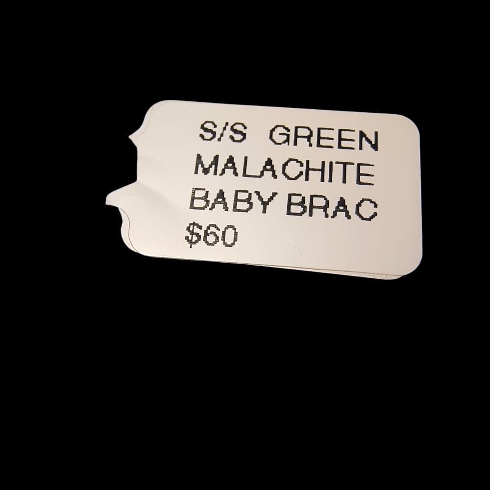 Malachite And Sterling Silver Signed Native American Baby Bracelet - Picture 13 of 13